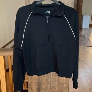 Aerie Womens Black Quarter Zip Sweatshirt, Pullover, Size Medium